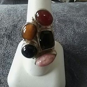 Multi color gemstone ring